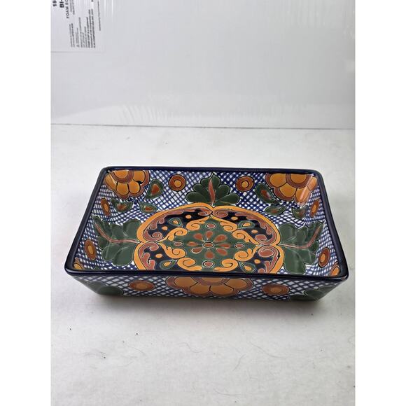 Vtg Mexico Talavera Pottery Rectangle Platter Serving Tray Hand Painted Vibrant - Picture 5 of 11